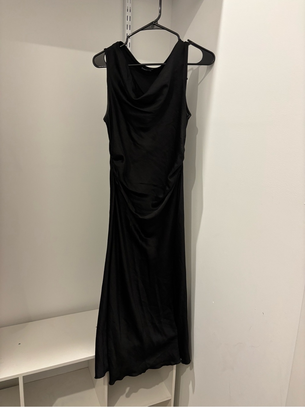 bebe Black Sleeveless Cowl Midi Dress